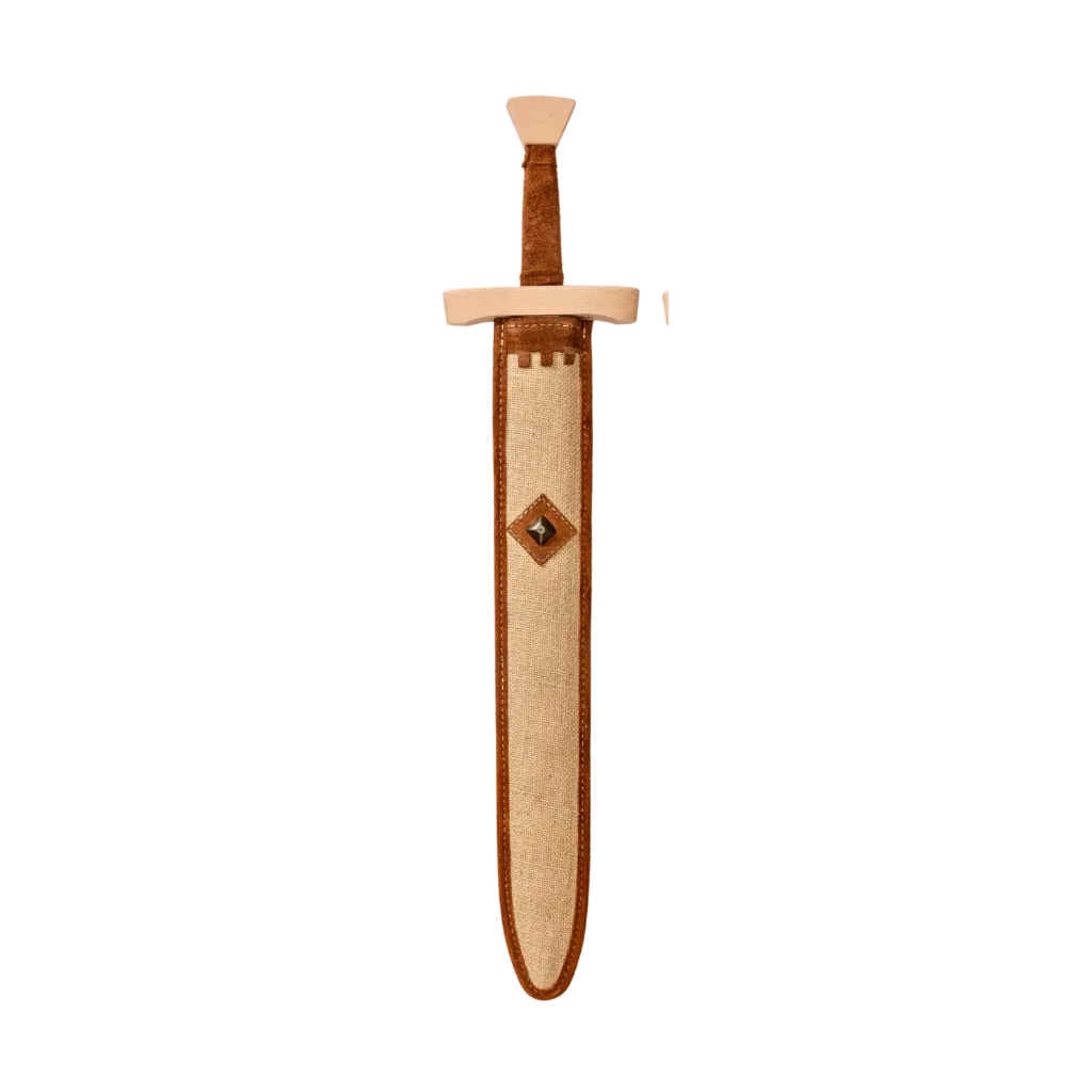 Schwertset lang, Jute, Leder rotbraun