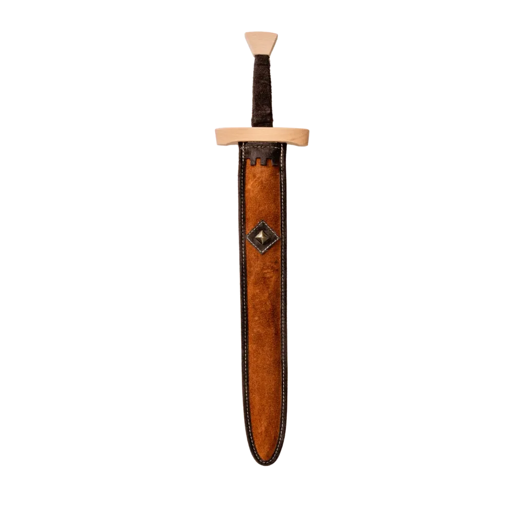 Schwertset lang, Leder rot-dunkelbraun