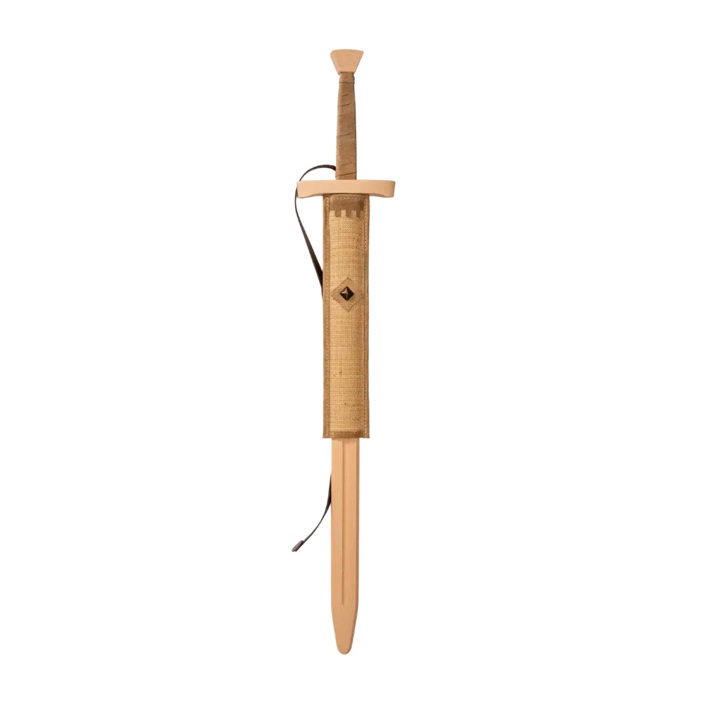 Doppelhänder-Schwertset, Jute, Leder hellbraun