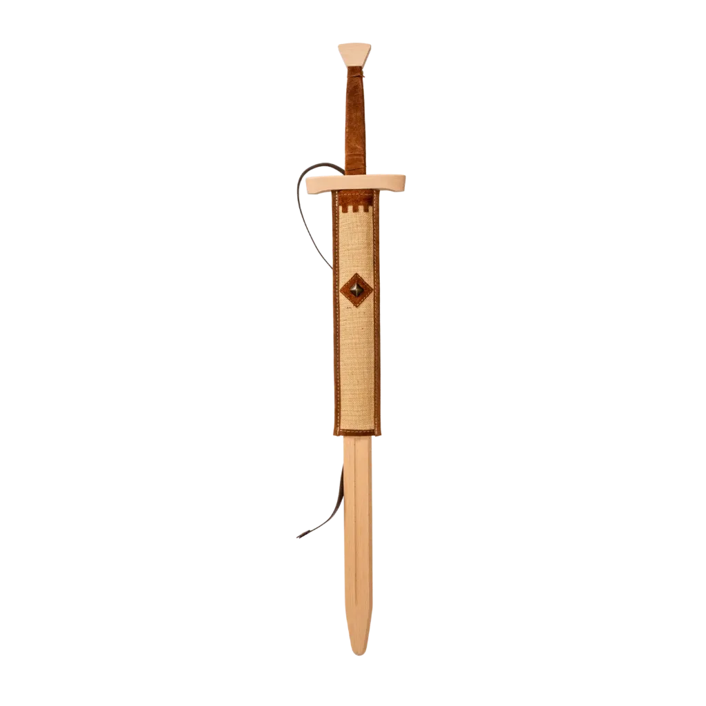 Doppelhänder-Schwertset, Jute, Leder rotbraun