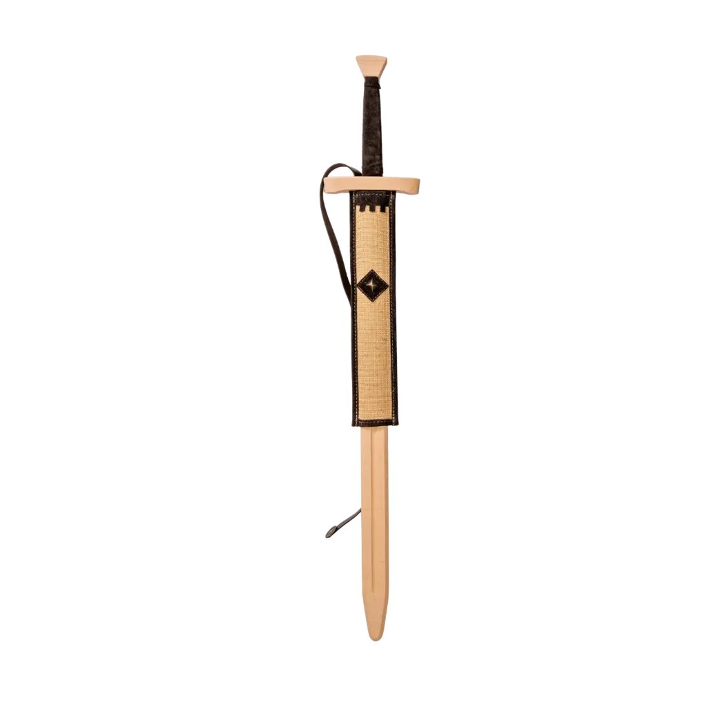 Two-handed sword set, jute, dark brown leather