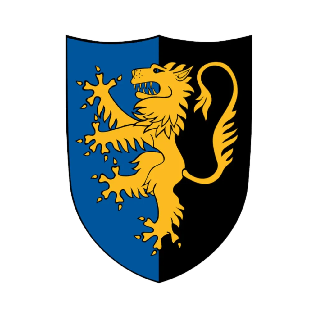 [F34] Schild klein Löwe gelb auf blau-schwarz