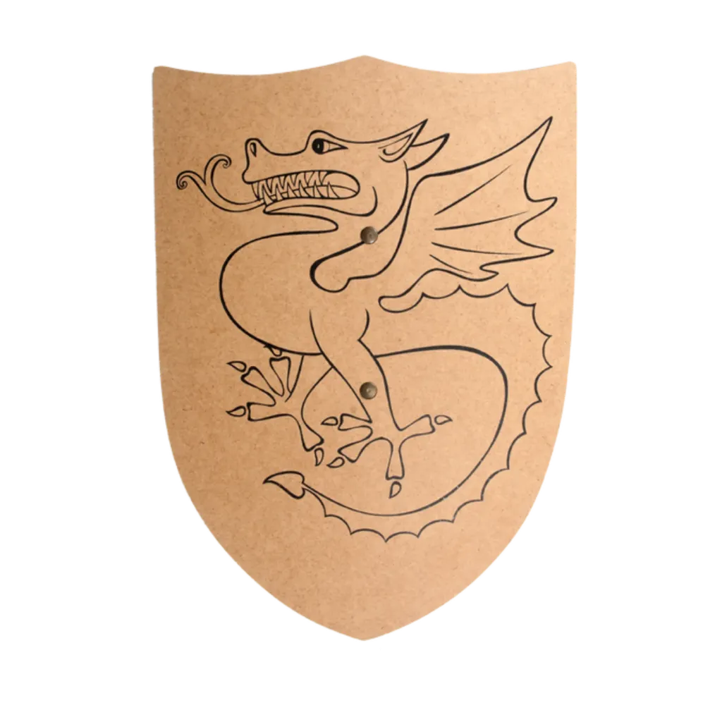 [F21] Schild Drache zum  Selber ausmalen, Sperrholz natur, gebogen, 6 mm
