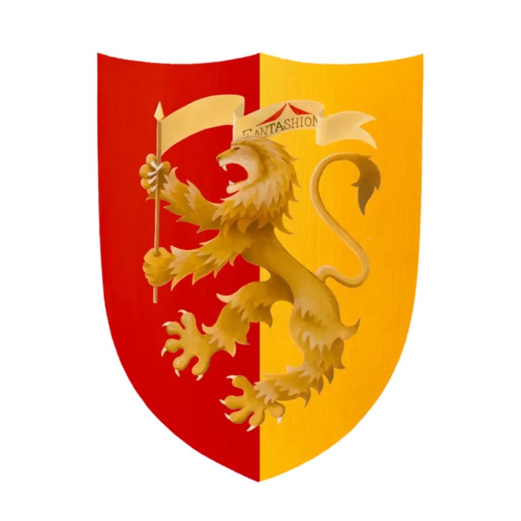 Schild groß, Löwe gold auf rot-gelb