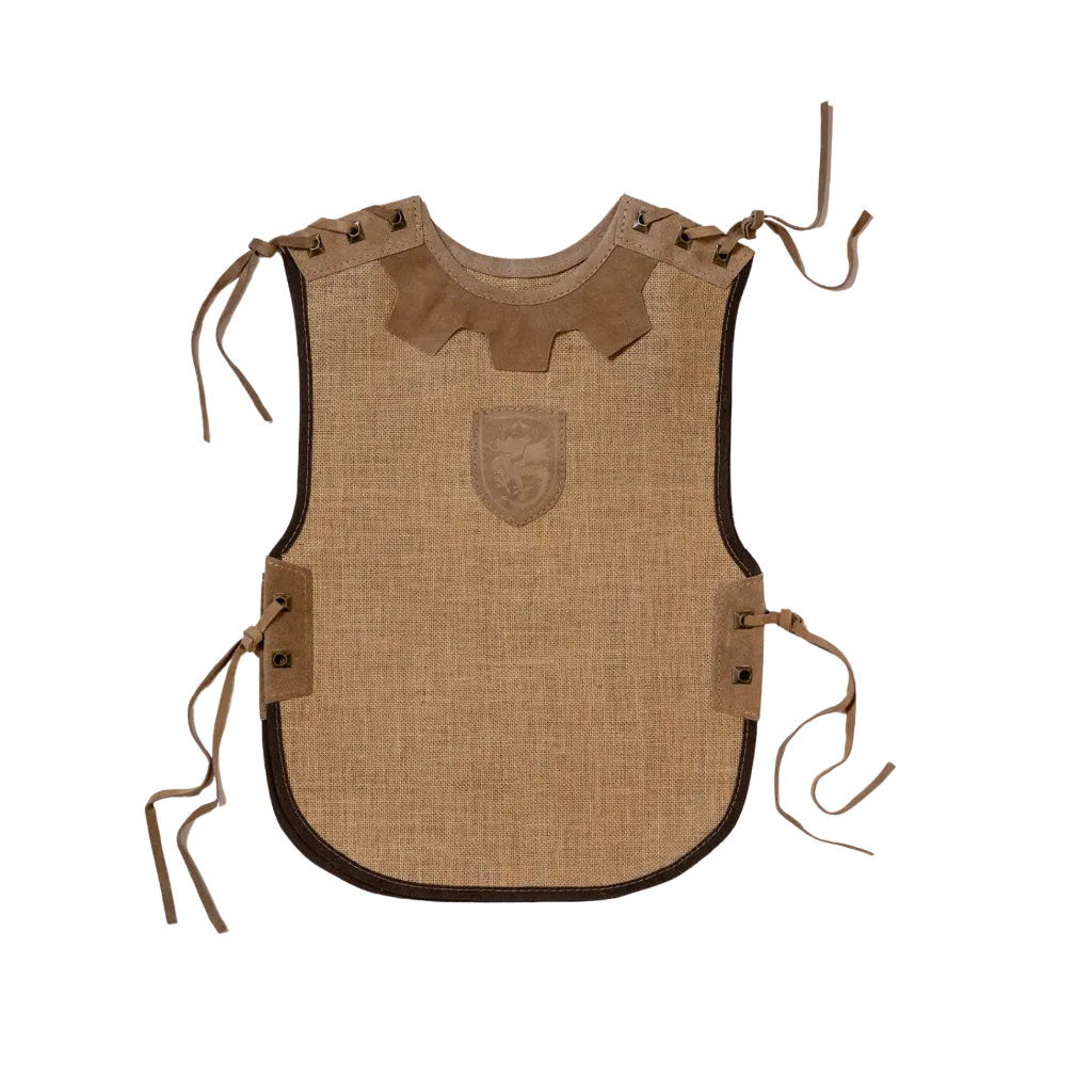 [H11] Wams, Jute mit Lederbesatz hellbraun