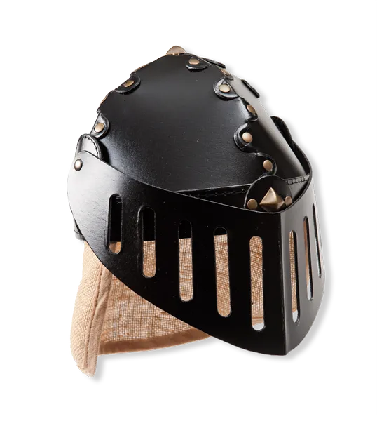 Helm, mit Nackenschutz Jute und Klapp-Visier