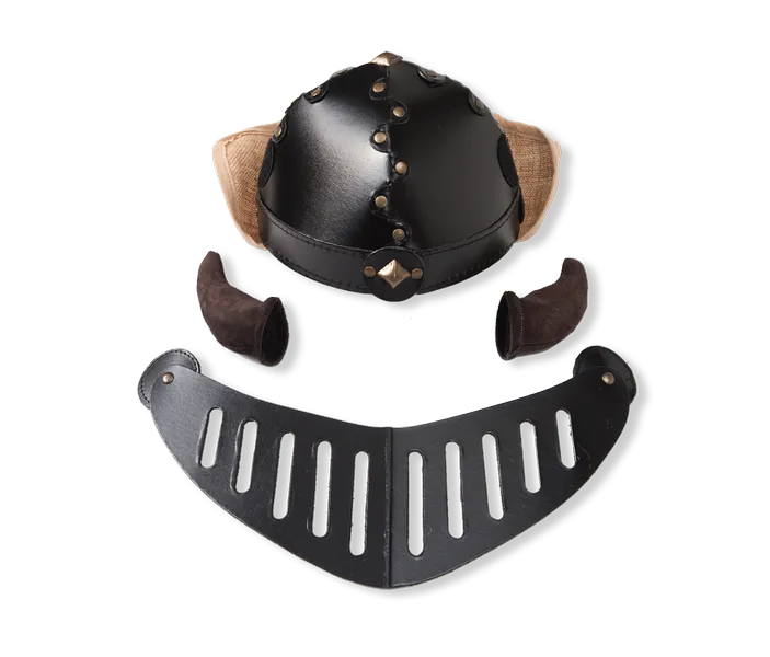 Helm, Set mit Visier und Hörnern zum ankletten