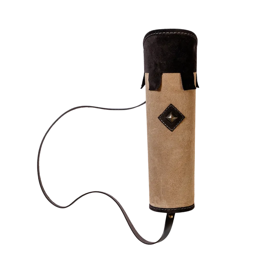 [W76] Quiver, leather light-dark brown, with carrying strap for slinging
