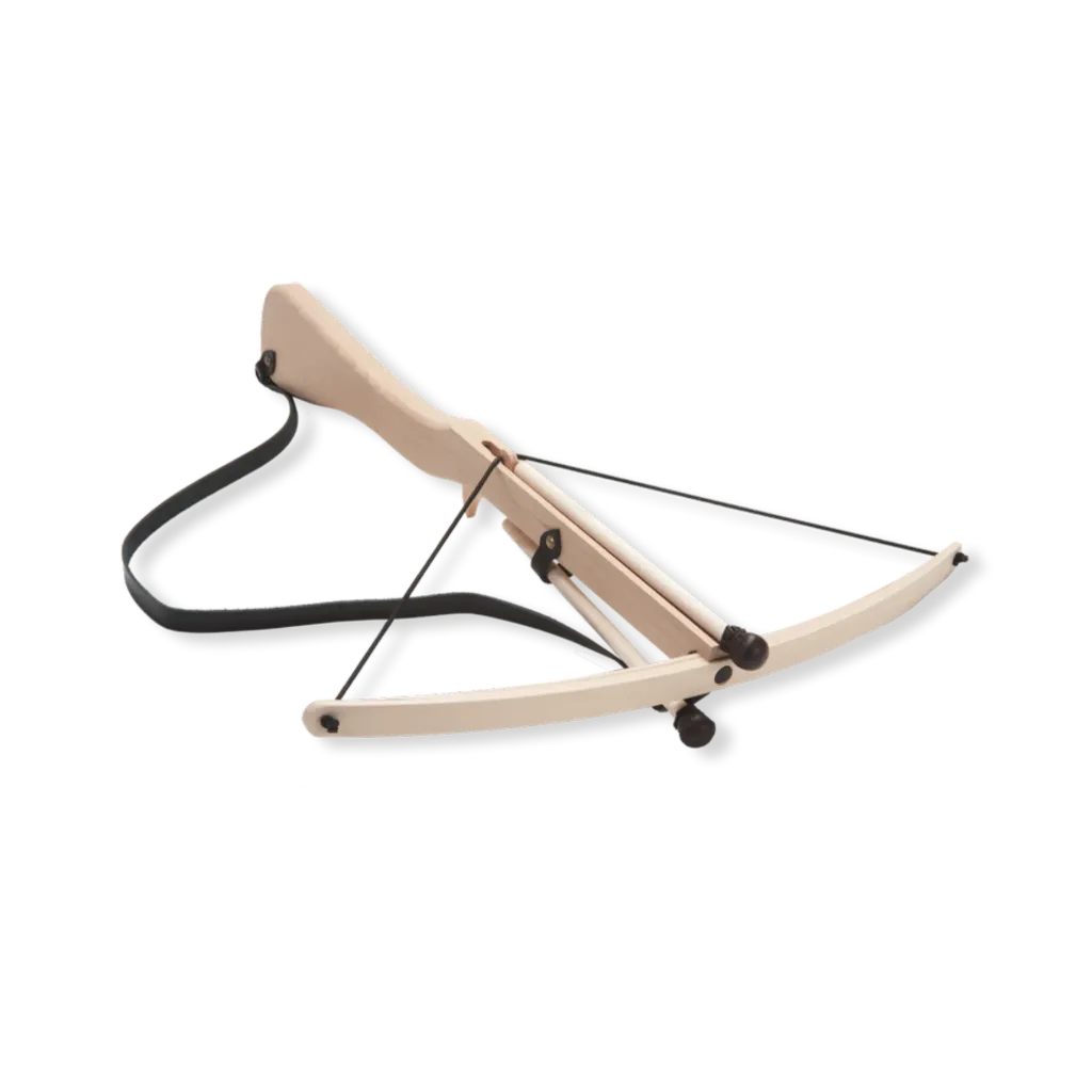 Armbrust groß, mit 2 Bolzen, Lederriemen zum Umhängen