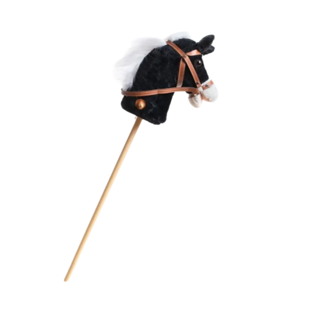 Stecken-Pferd schwarz Plüsch